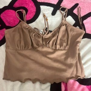 brown crop tank top